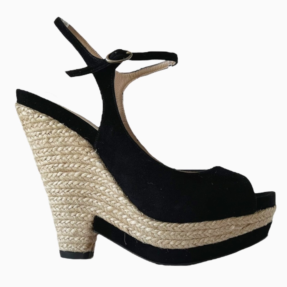 Pura Lopez Wedge Espadrille Suede Sandal | 36